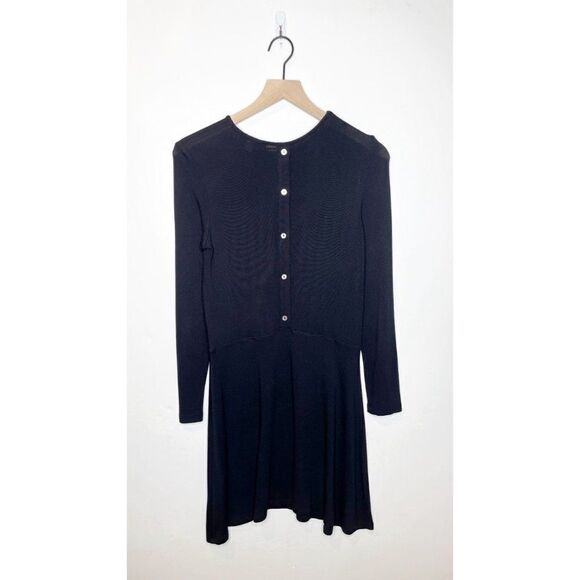 Amour Vert Button Back Long Sleeve Swing Dress Modal Blend in Black Women's S - Picture 4 of 5